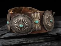 Navajo Silver and Turquoise Concha Belt