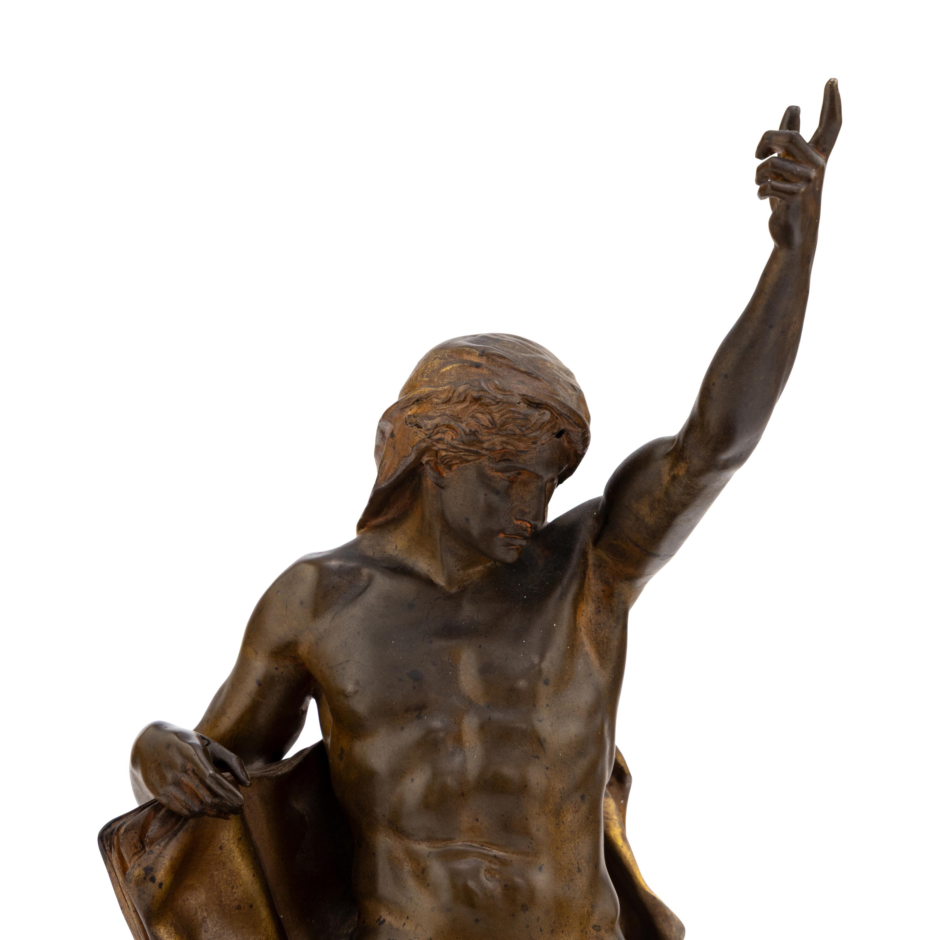 A French Gilt and Patinated Bronze Mounted Marble Encrier