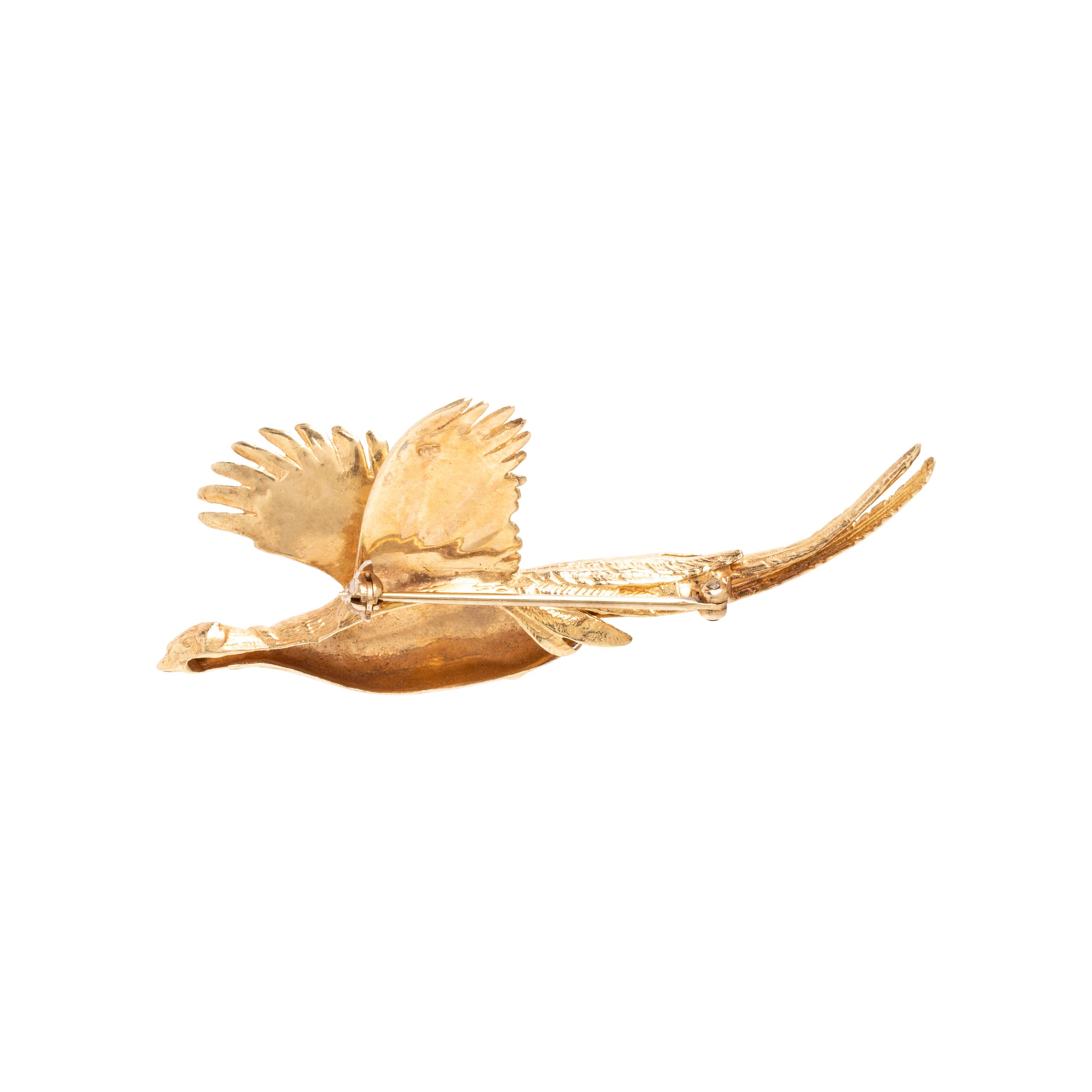 Yellow Gold Pheasant Brooch