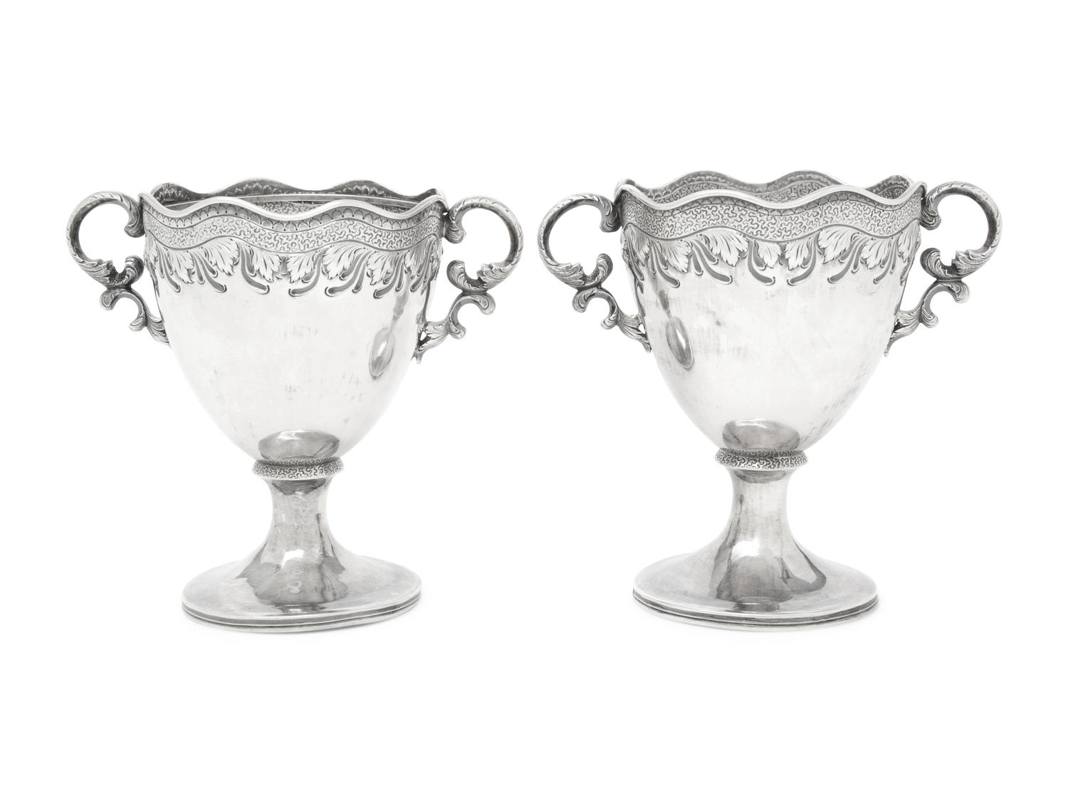A Pair of S. Kirk Coin Silver Loving Cups