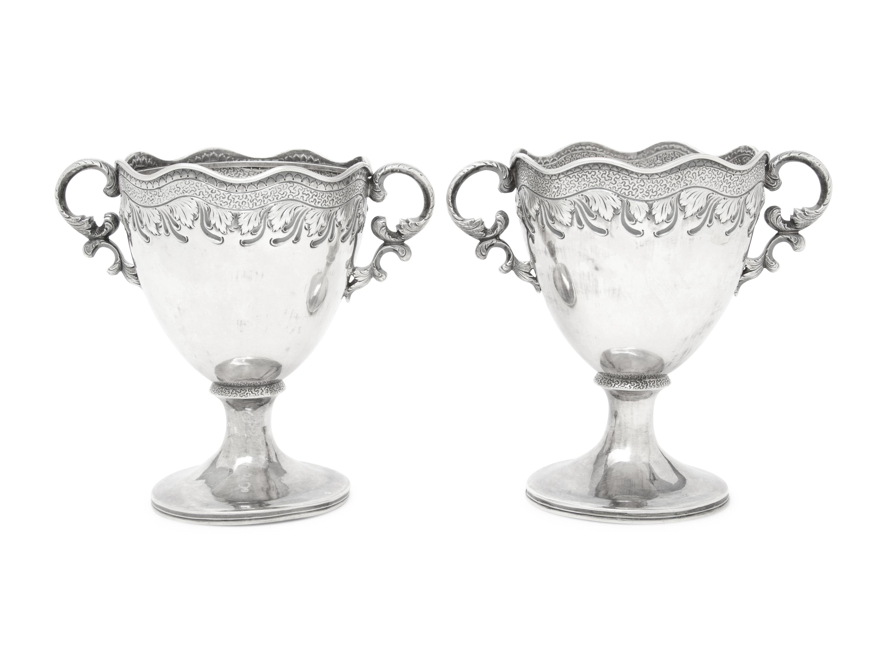 A Pair of S. Kirk Coin Silver Loving Cups