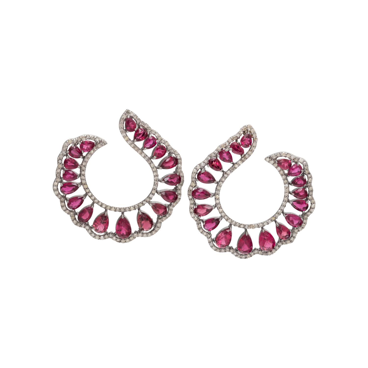RUBELLITE TOURMALINE AND DIAMOND EARRINGS