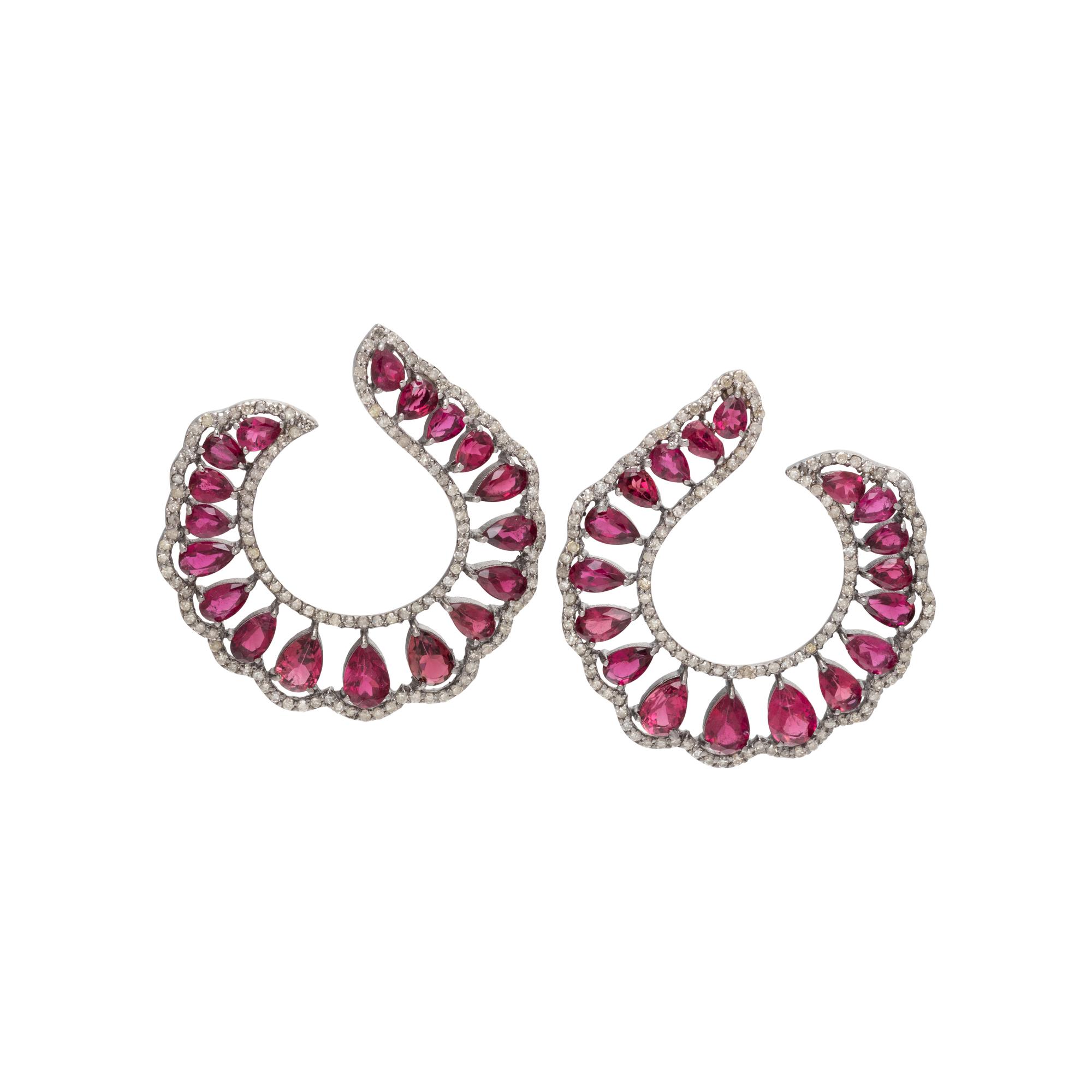 RUBELLITE TOURMALINE AND DIAMOND EARRINGS