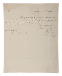 [POLITICS]. 3 letters signed by R.B. TANEY, Henry CLAY, and Daniel WEBSTER.