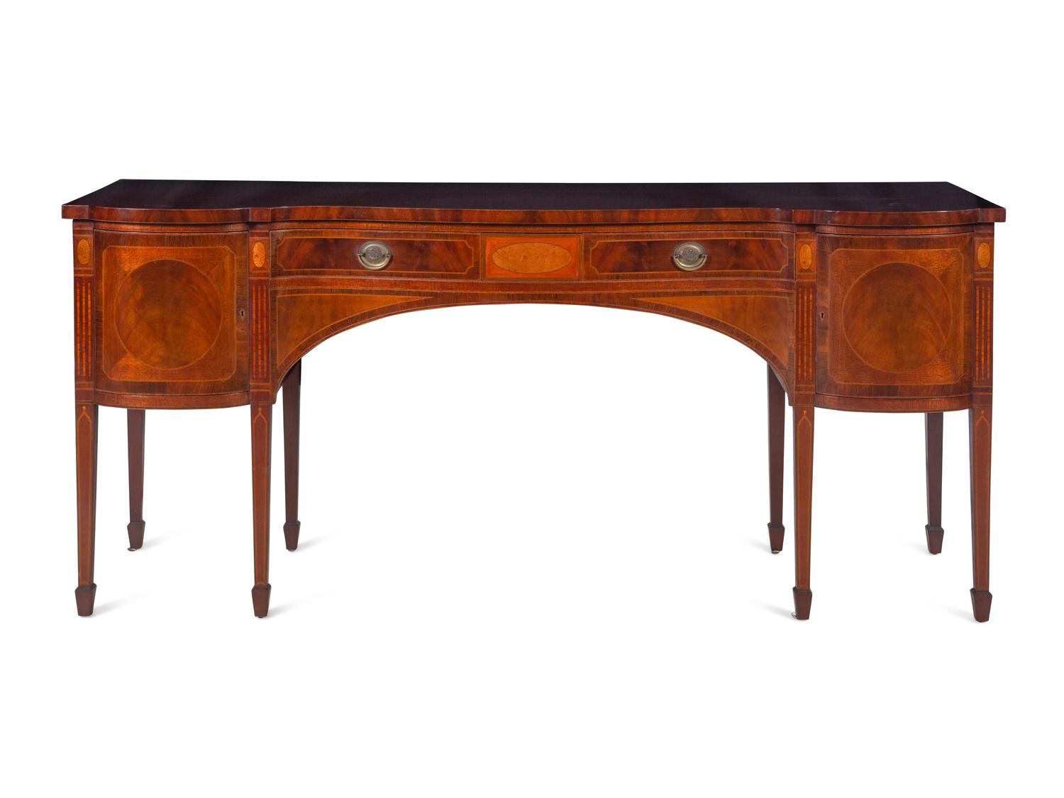 A George III Style Satinwood Inlaid Mahogany Sideboard