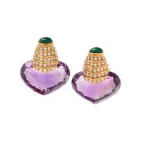 AMETHYST, CHRYSOPRASE AND DIAMOND EARCLIPS
