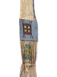 Sioux / Arapaho Beaded Hide Tobacco Bag, with Horse Tracks