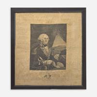 A rare stipple-engraved portrait of George Washington (1732-1799) on silk Engraved by John Galland (active 1796-1817) after Francis Bartoli (Italian, 1765-1796) and Gilbert Stuart (1755-1828), circa 1810