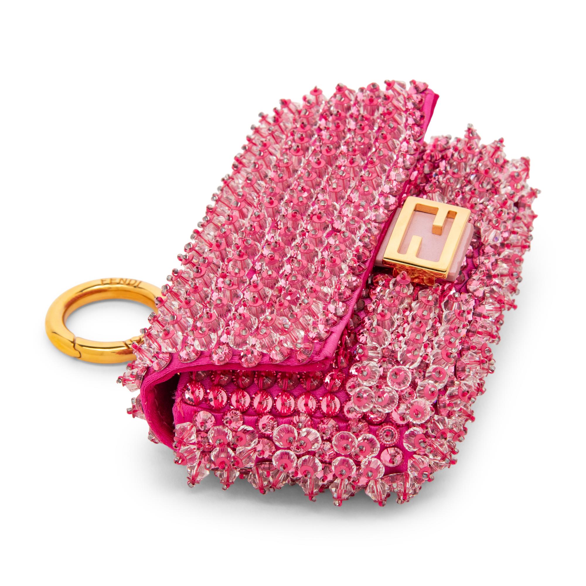 FENDI, BEADED PINK NANO BAGUETTE BAG