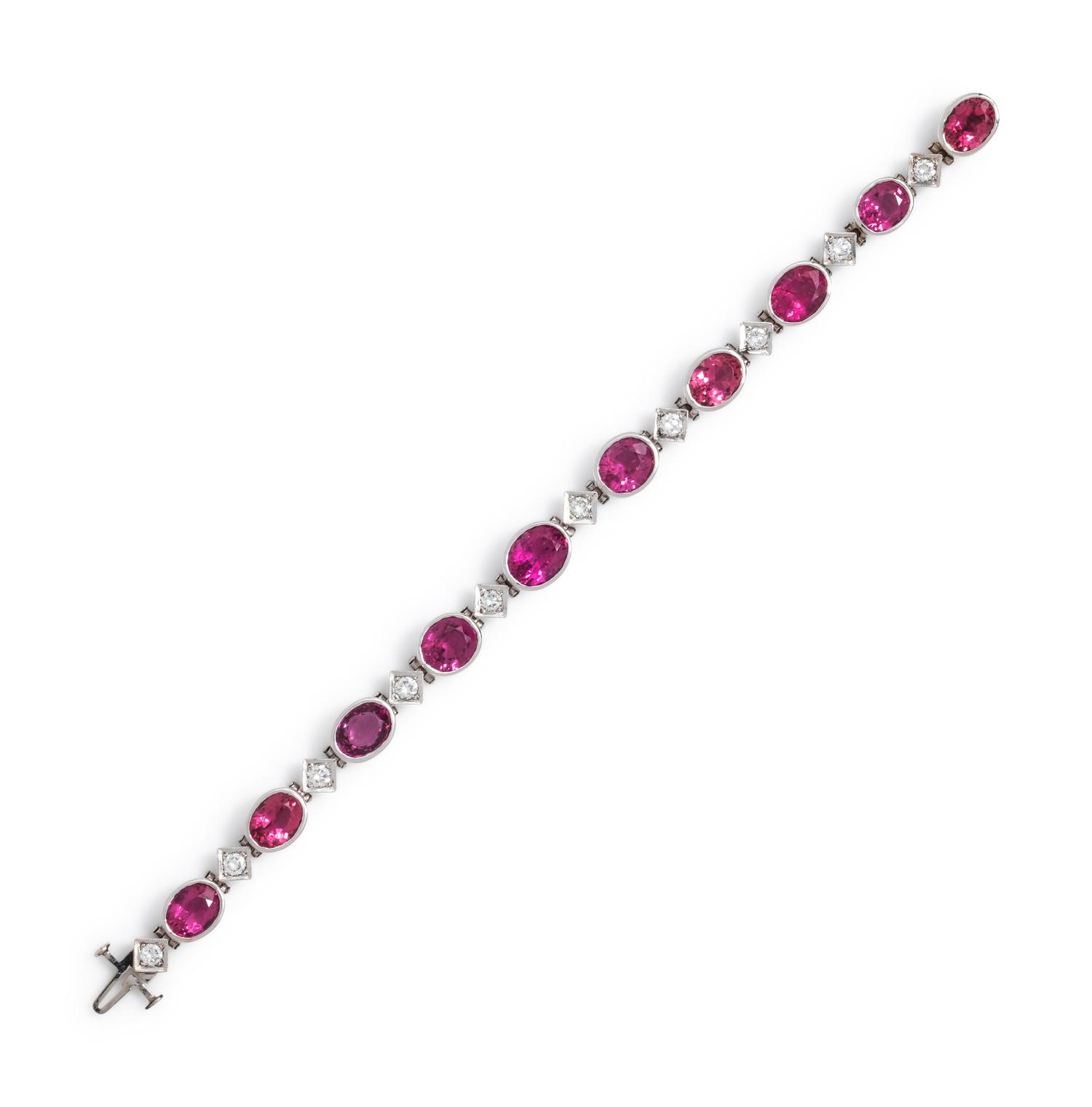 PINK TOURMALINE AND DIAMOND BRACELET