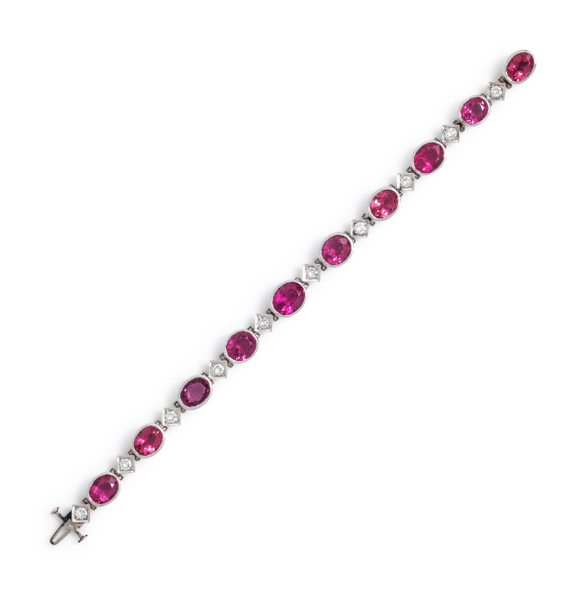 PINK TOURMALINE AND DIAMOND BRACELET