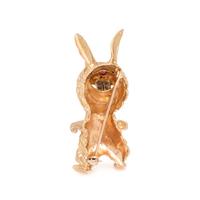 YELLOW GOLD, DIAMOND AND MULTIGEM RABBIT BROOCH