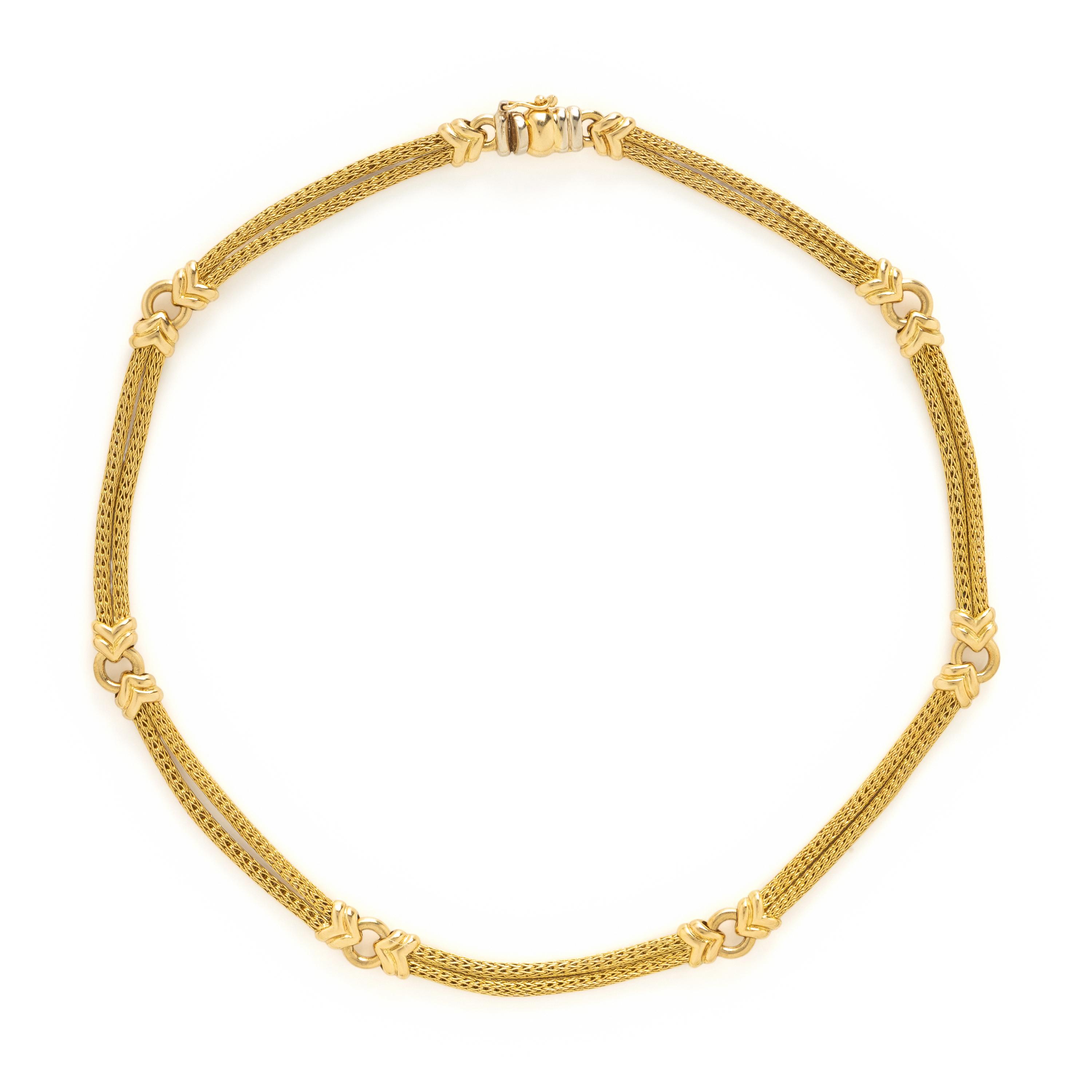 Gregg Ruth, Yellow Gold Mesh Station Necklace