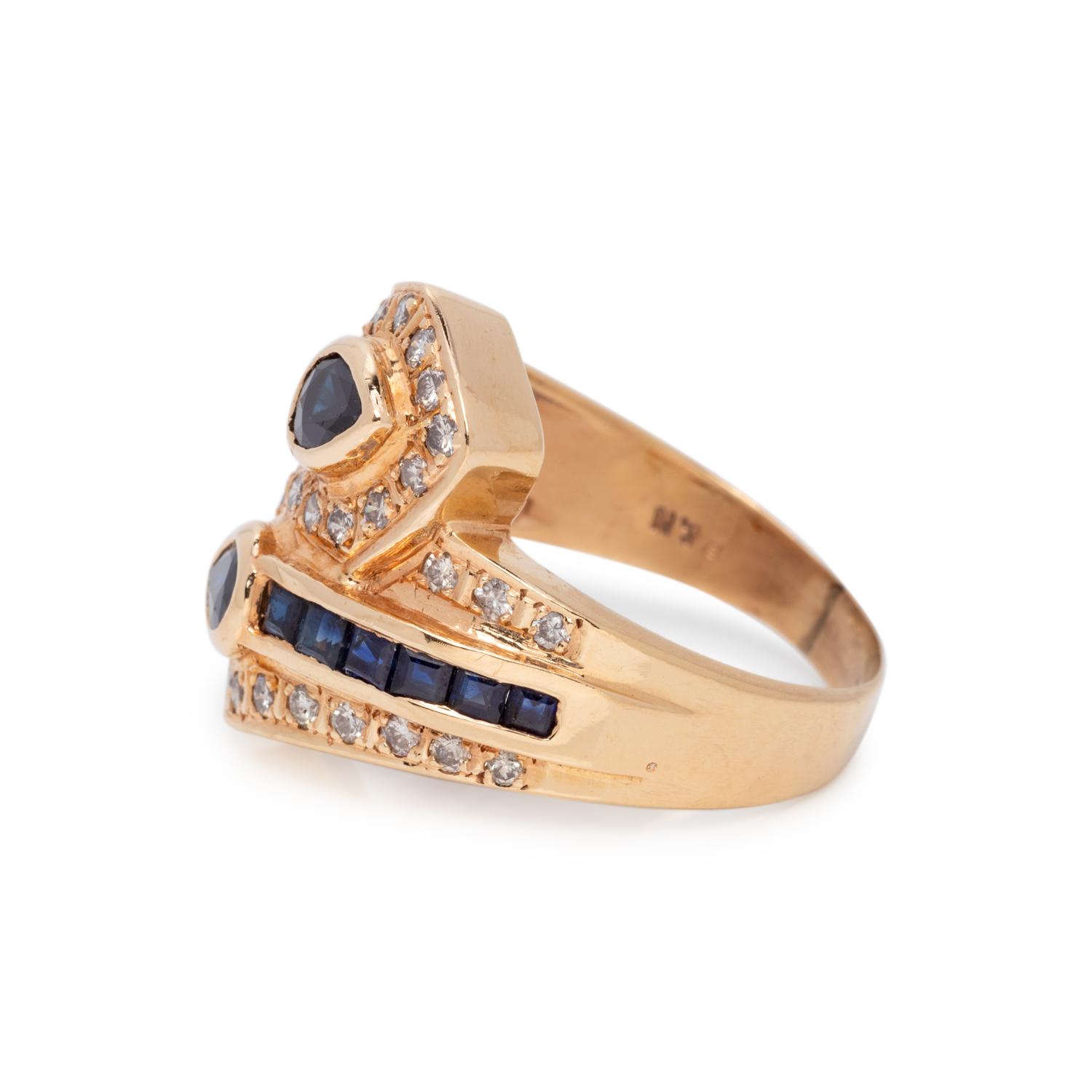 SYNTHETIC SAPPHIRE AND DIAMOND BYPASS RING