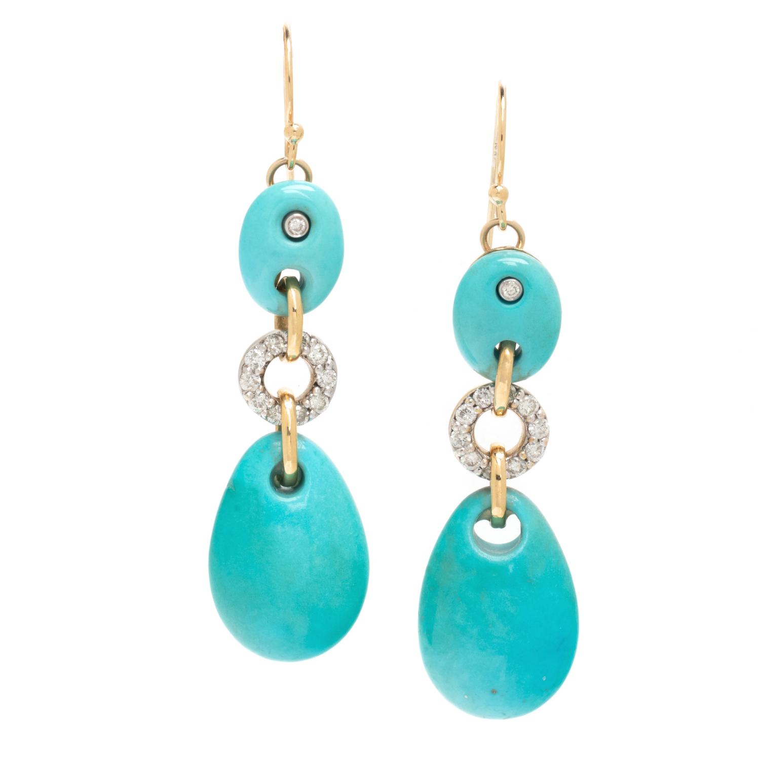 TURQUOISE AND DIAMOND DROP EARRINGS