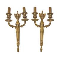A Pair of Louis XVI Style Brass Wall Sconces