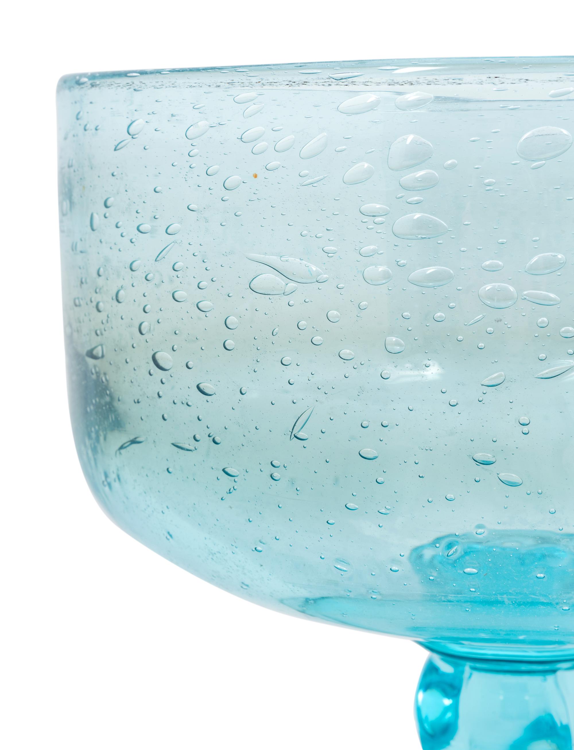 A Large Green Glass Footed Bowl