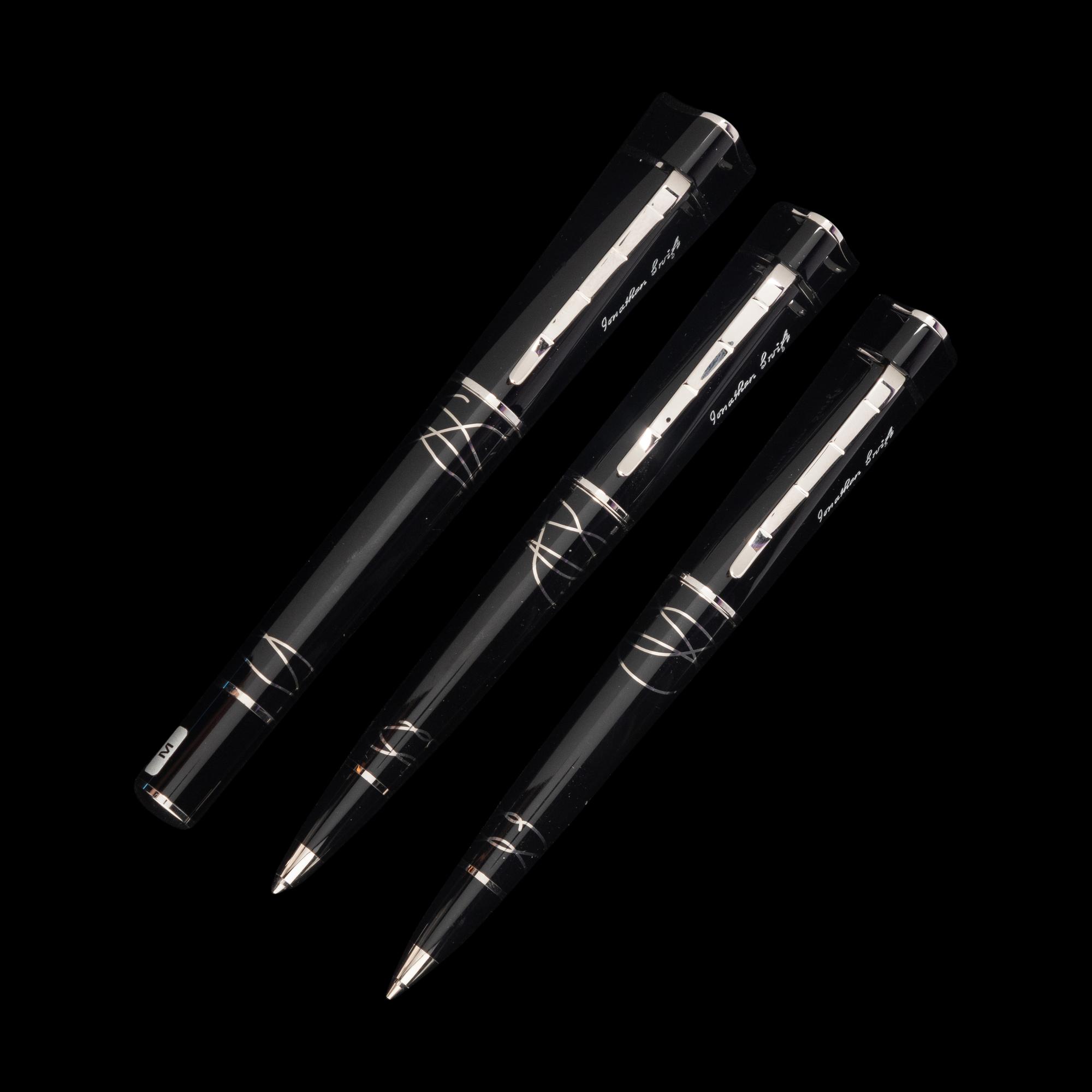 A Montblanc Limited Edition Jonathan Swift Fountain Pen, Rollerball and Mechanical Pencil Set