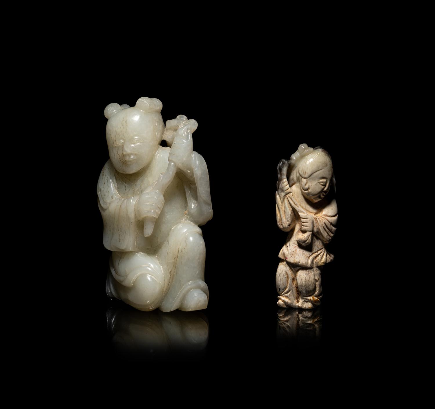 Two Chinese Carved Jade Figures