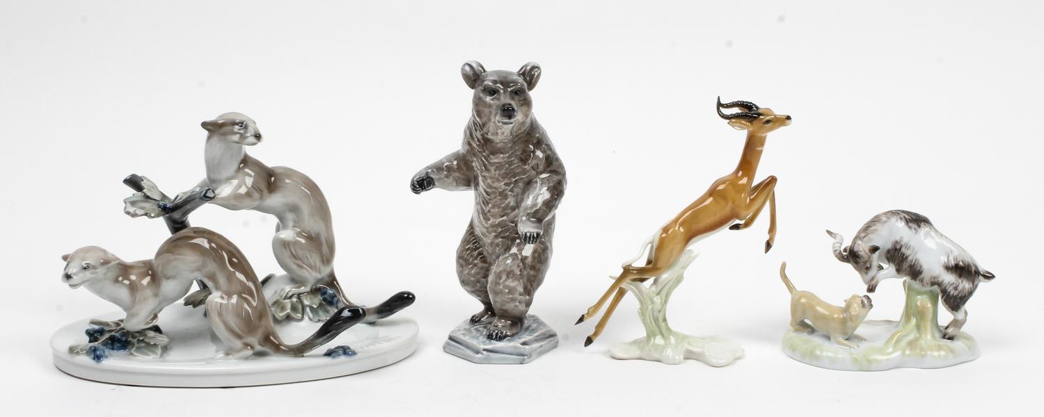 Four German Porcelain Figural Groups and Figures Height of tallest 6 1/4 inches. — VARIOUS MAKERS