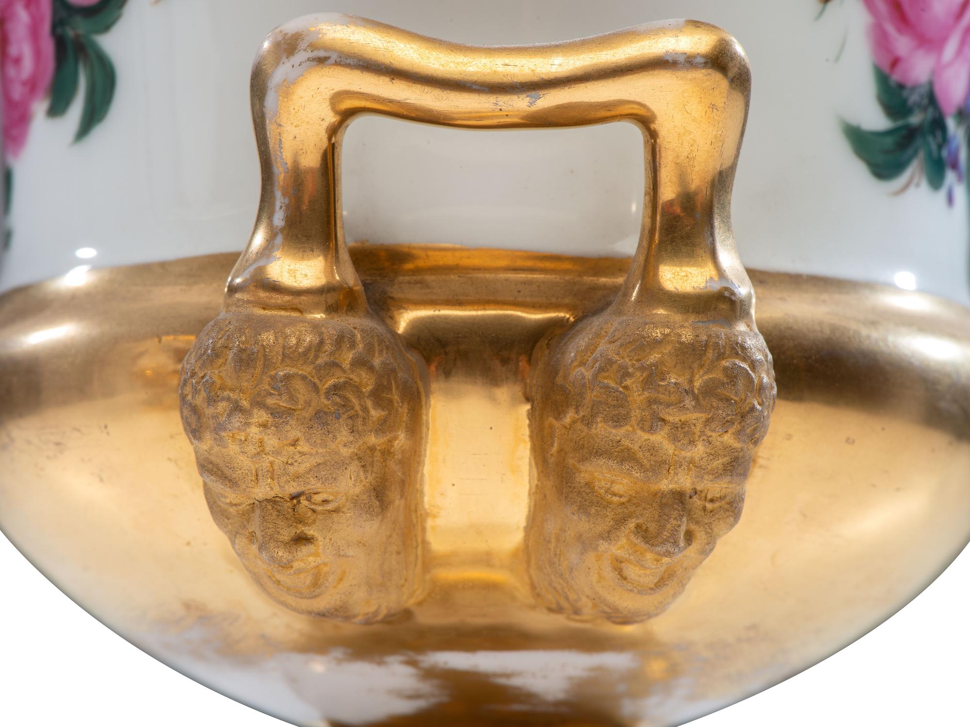 A Pair of Parcel Gilt and Polychrome Decorated Porcelain Vases