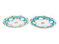 Two Vincennes Bleu Céleste Ribbon Decorated Porcelain Plates ( Assiettes 'à Guirlandes' )