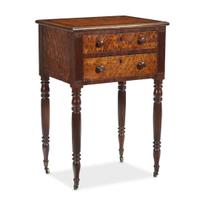 Federal mahogany and figured maple two-drawer work table Philadelphia, PA, circa 1810