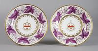 A Pair of Worcester Barr, Flight and Barr Armorial Plates, Diameter 9 5/8 inches.