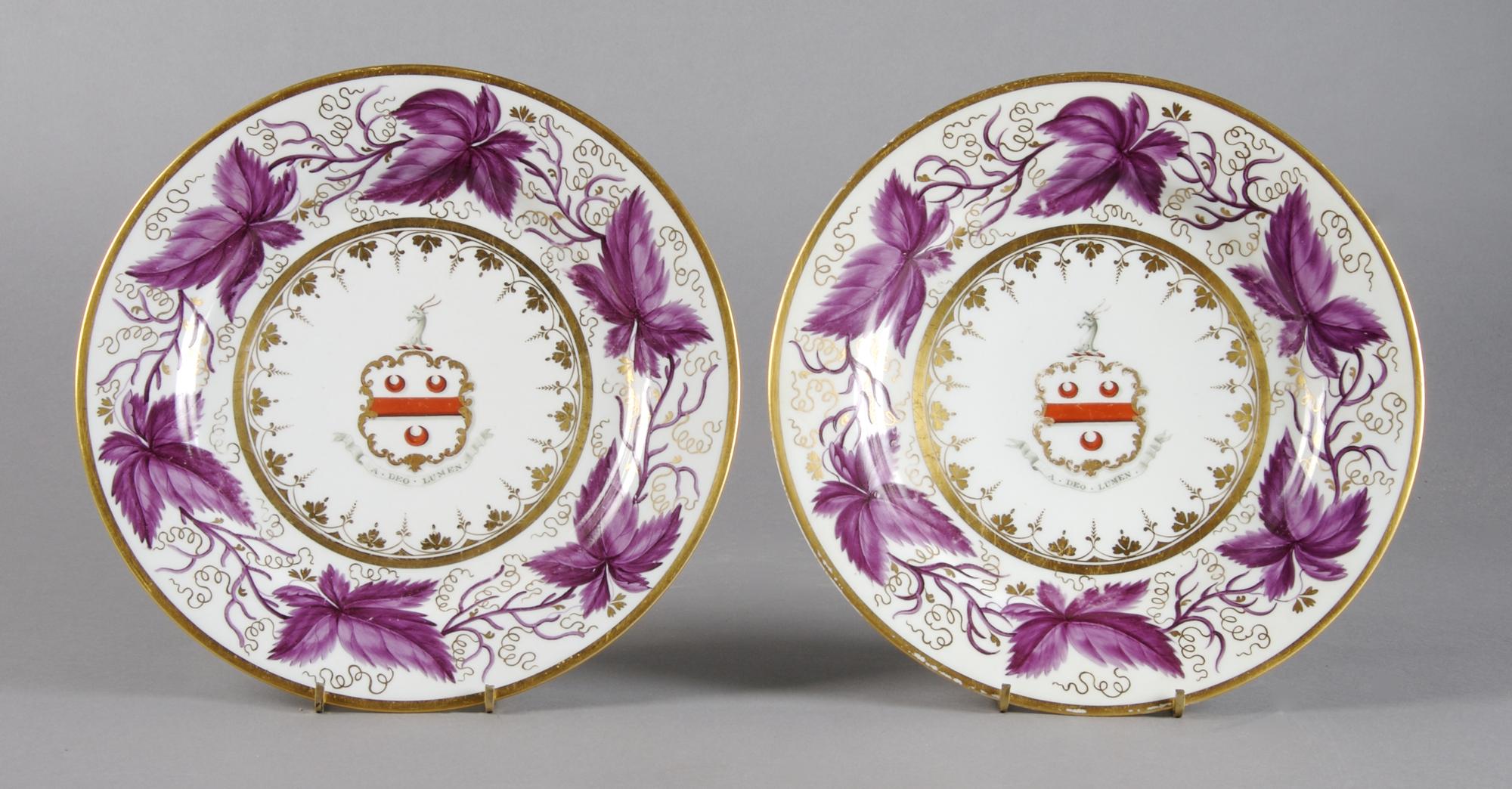 A Pair of Worcester Barr, Flight and Barr Armorial Plates, Diameter 9 5/8 inches.