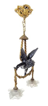 A French Gilt and Patinated Bronze Fixture Height 22 1/2 inches. — LATE 19TH/EARLY 20TH CENTURY