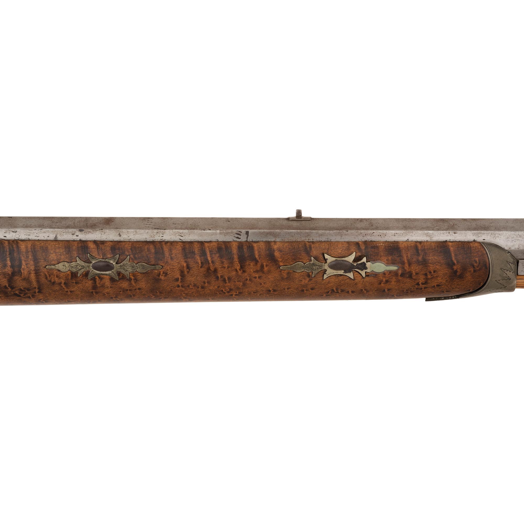 Fancy Engraved German Silver Mounted Half Stock Percussion Rifle by Tryon