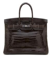 An Hermes Gris Elephant Porosus Crocodile 35cm Birkin Handbag, 14" x 10" x 7"; Handle drop: 4"