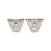 PAIR OF DIAMOND, SAPPHIRE, RUBY, AND WHITE GOLD DRESS CLIPS