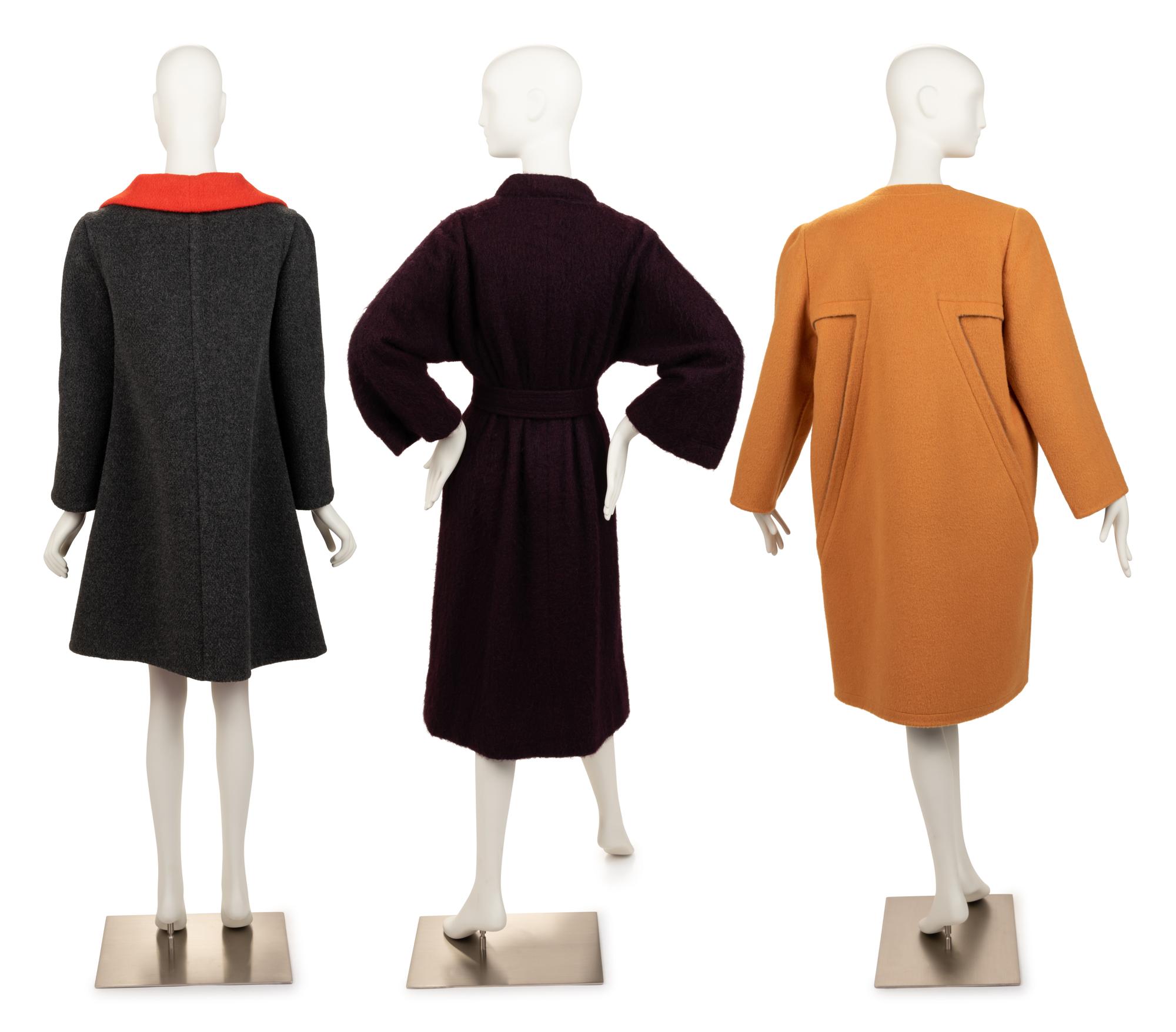 Three Designer Coats: Two Pauline Trigère, One Bill Blass, 1980-90s
