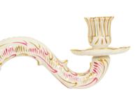 A Pair of Herend Porcelain Three-Light Candelabra and a Pair of Matching Candlesticks