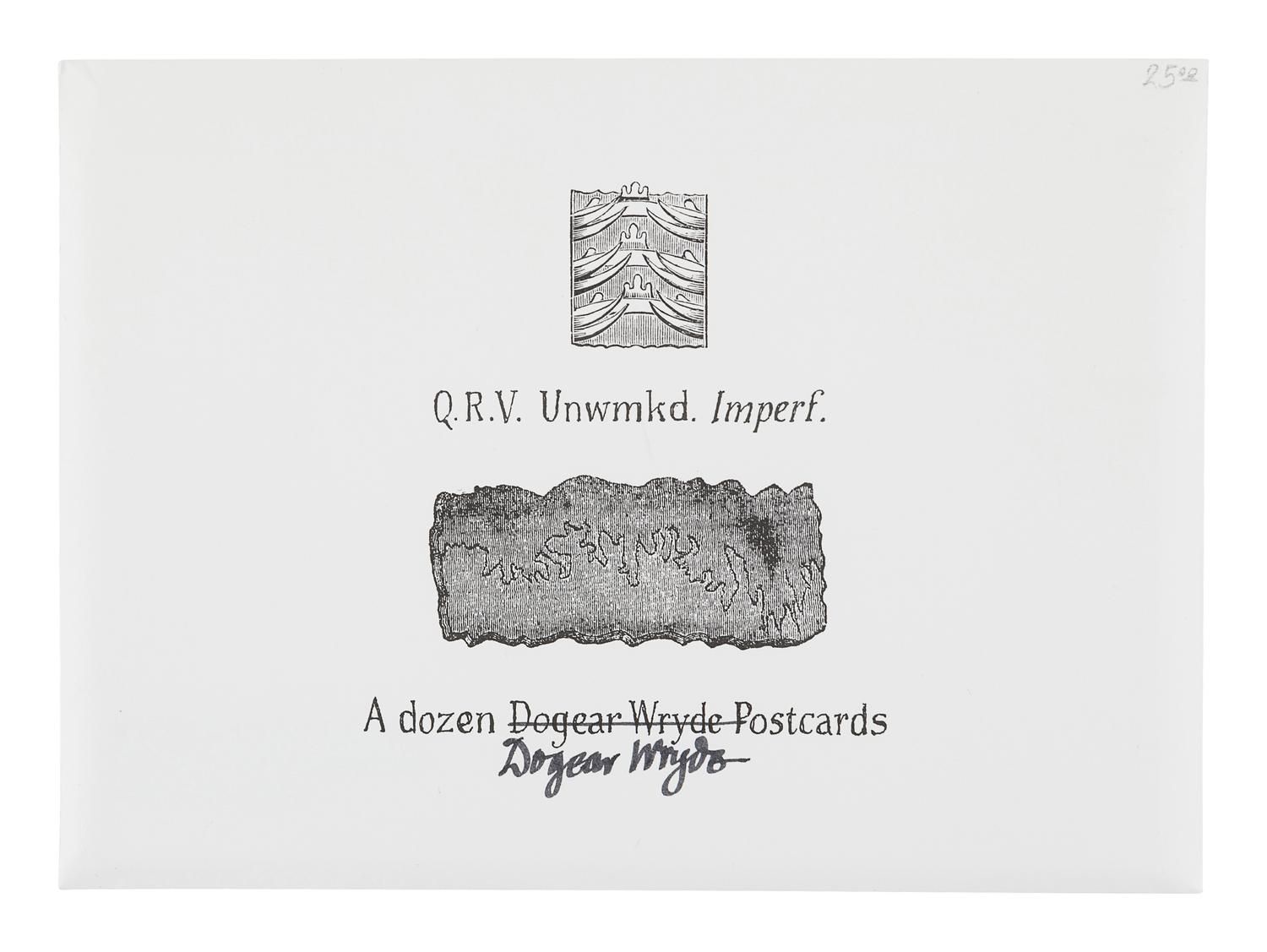 GOREY, Edward (1925-2000). Dogear Wryde Postcards. Q. R. V. Hikuptah . -- Q . R. V. Unwmkd. Imperf. N.p.: n.p., 1996.