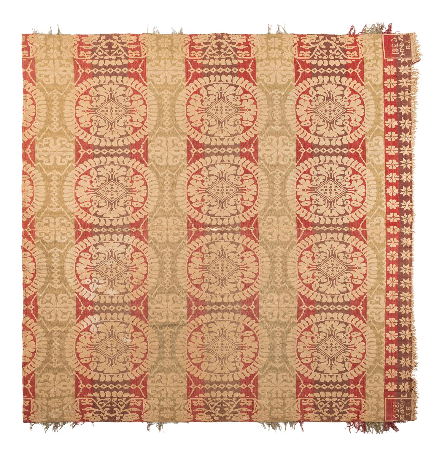 Three Jacquard Woven Cotton Coverlets