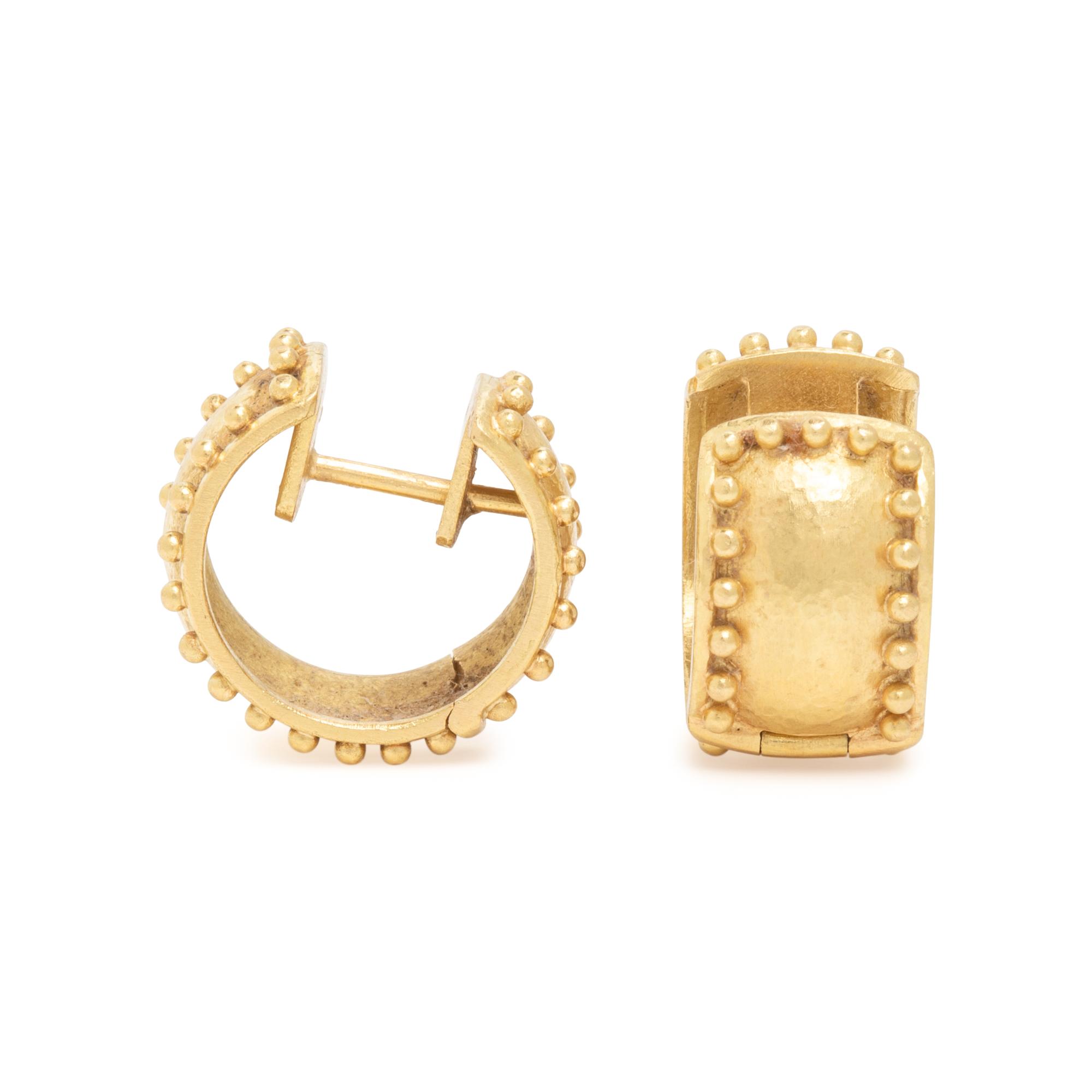 Elizabeth Locke, Pair of Yellow Gold Earrings and Two Aquamarine Drops