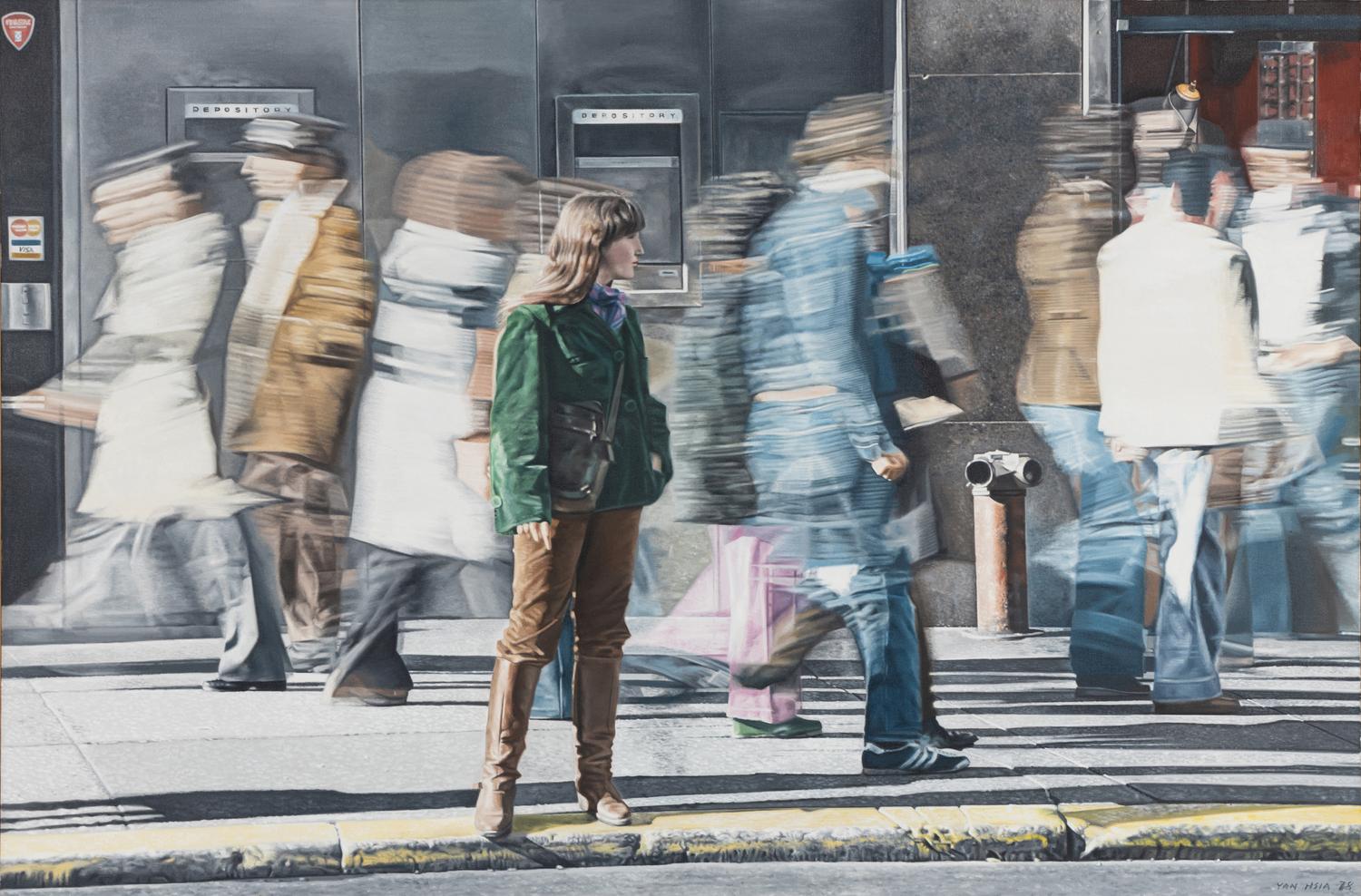 A Girl and Pedestrians