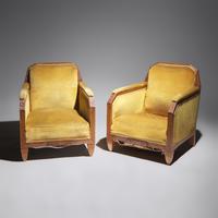Maurice Dufrêne (French, 1876–1955) — Pair of French Art Deco Cubist-inspired Club Chairs, c. 1925
