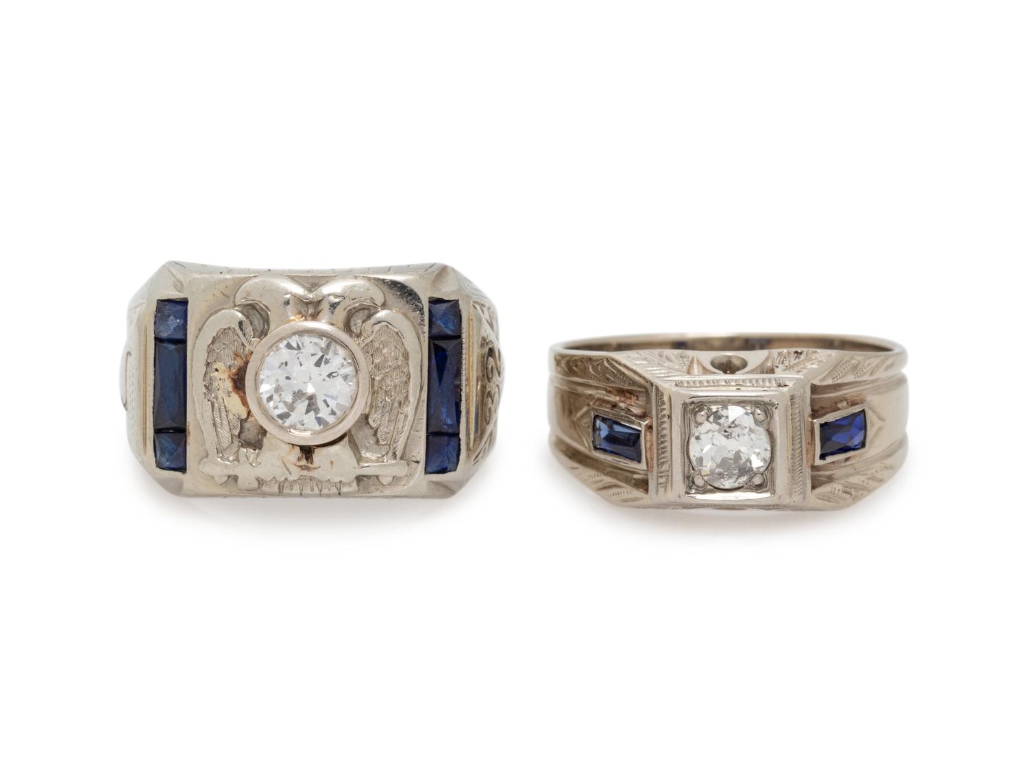 COLLECTION OF WHITE GOLD AND DIAMOND RINGS