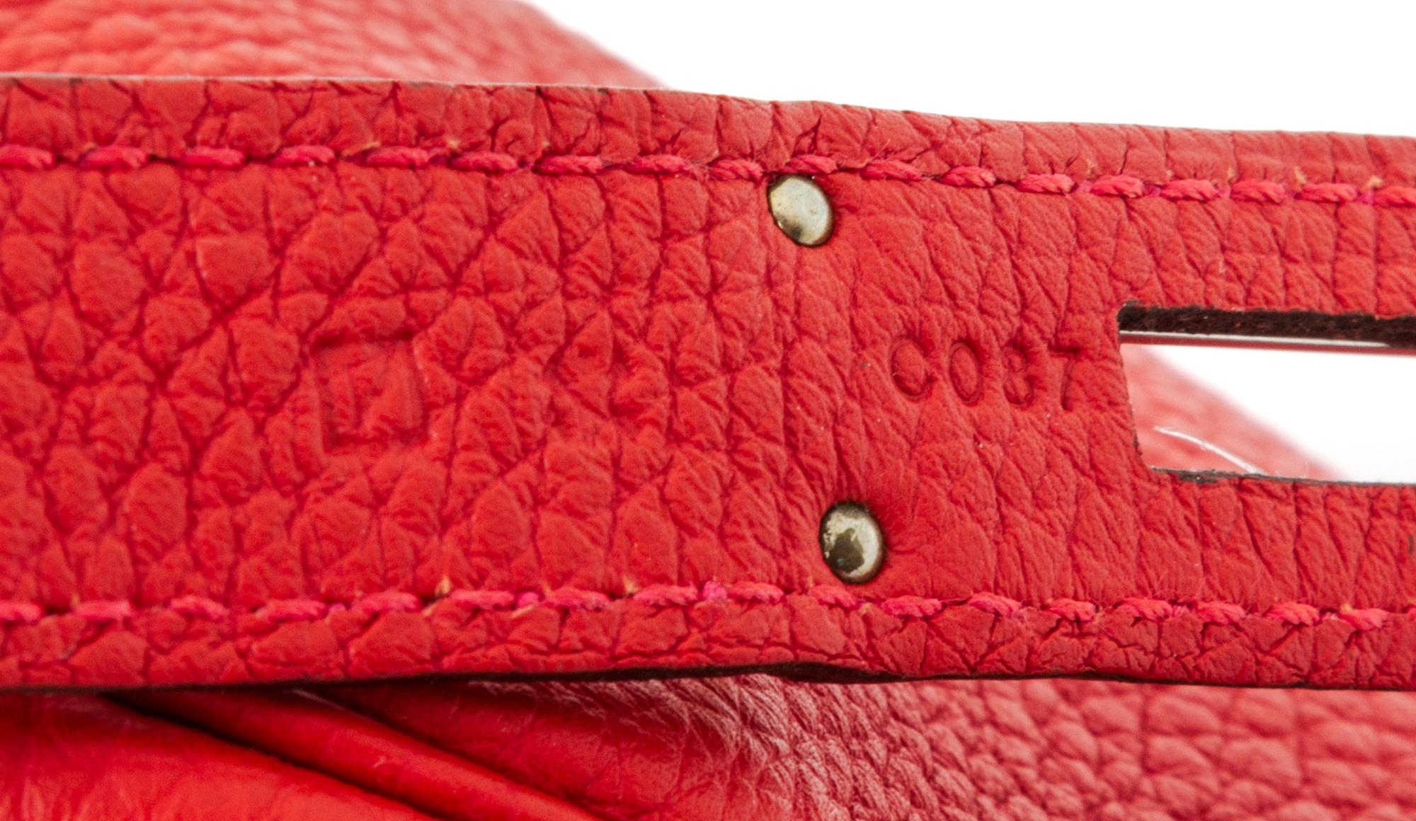 An Hermes Geranium Togo 35cm Birkin Handbag, 14" x 10" x 7".