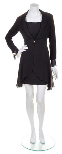 A Chanel Black Wool Dress Ensemble, Size 38.