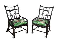 A Set of Four Palecek Chinese Chippendale Style Black Lacquer Bamboo Chairs — 20TH CENTURY