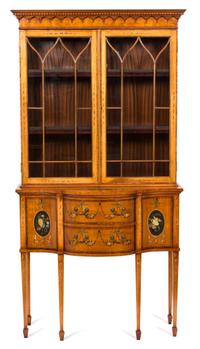 An Edwardian Painted Satinwood Display Cabinet Height 82 x width 42 x depth 20 inches. — 20TH CENTURY