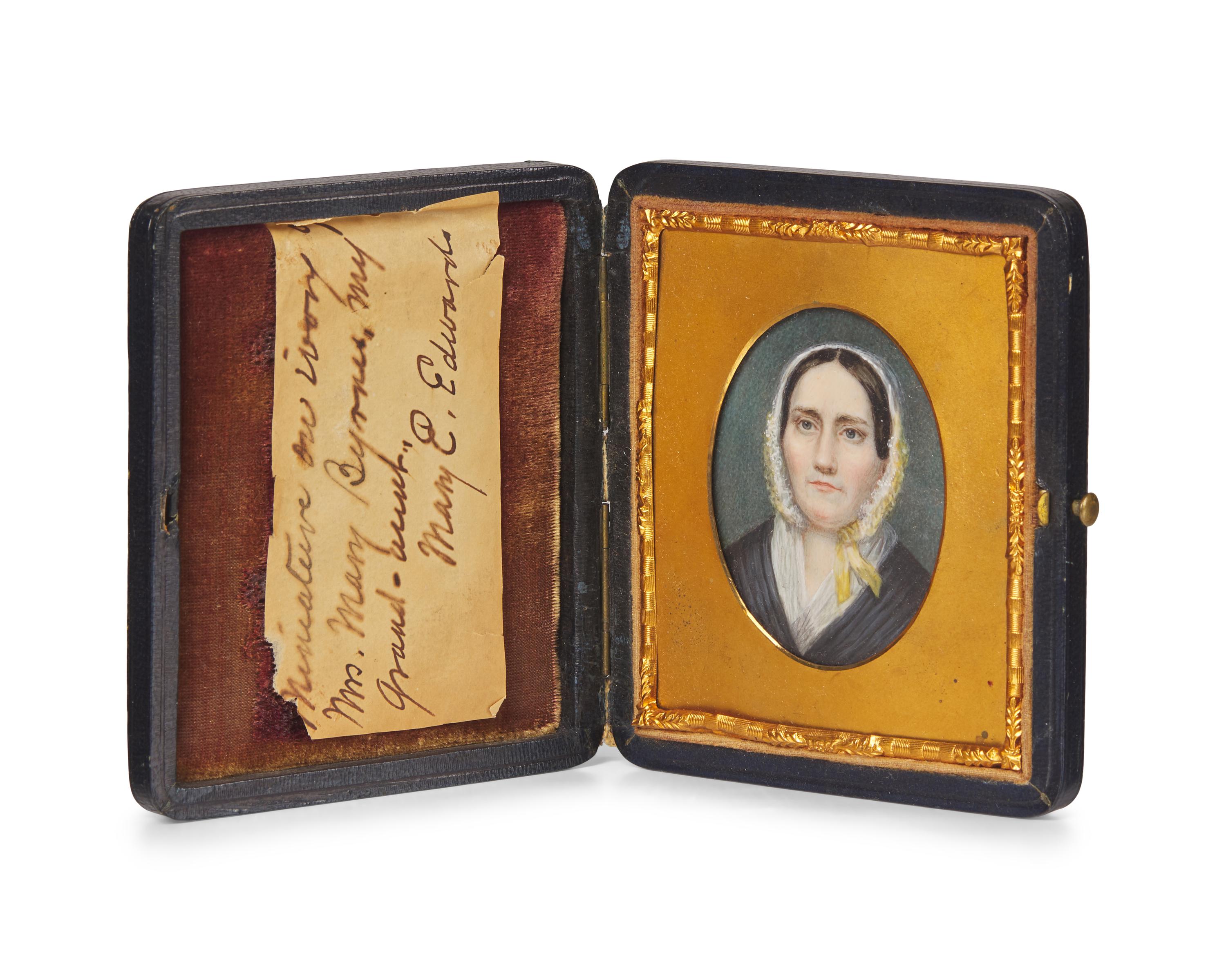 American School 19th Century, A Portrait Miniature of Mrs. Mary Byrnes