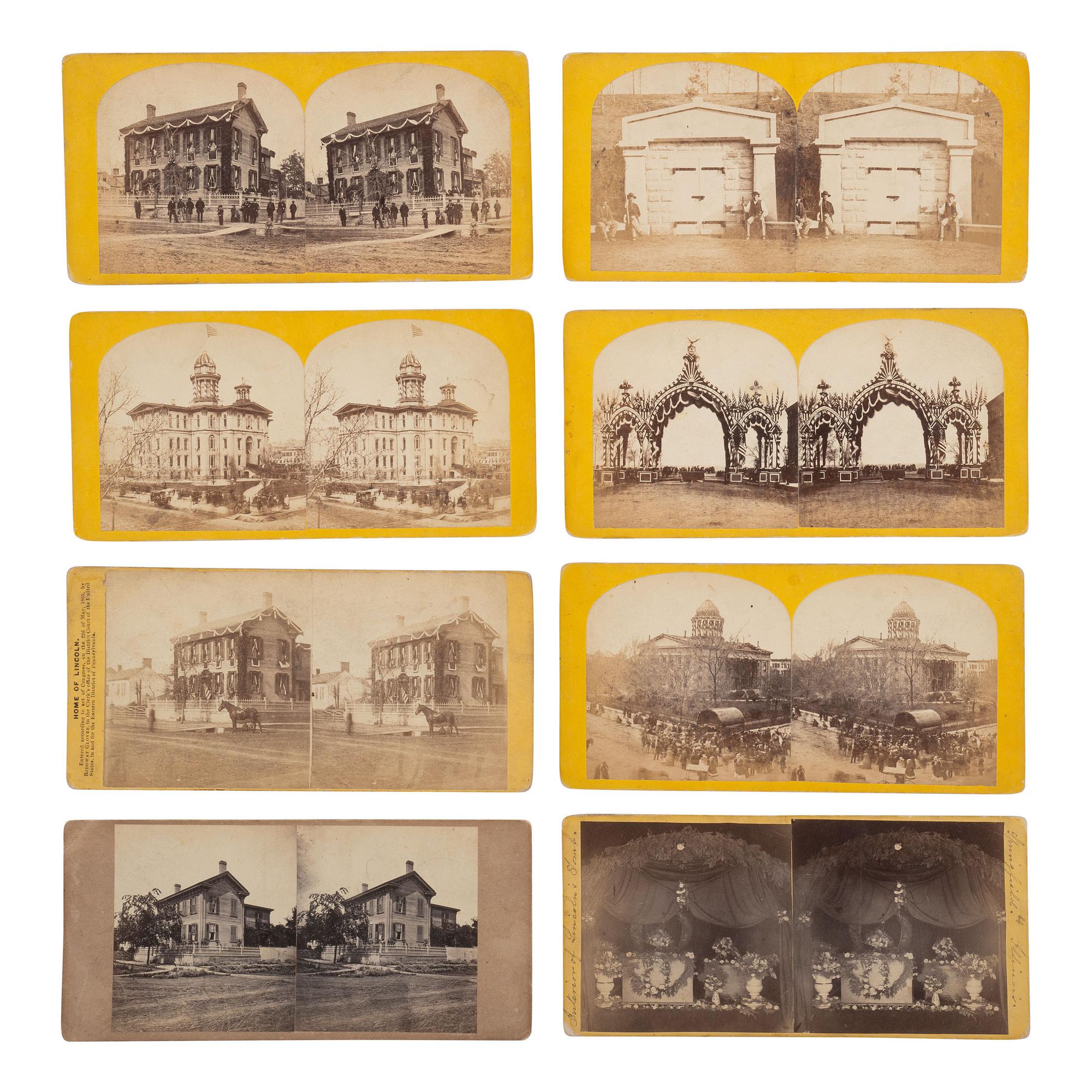 [Lincoln, Abraham] Group of Eight Stereoviews of Lincoln's Funeral in Chicago and Springfield