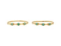 VICTORIAN, PAIR OF YELLOW GOLD AND TURQUOISE BANGLE BRACELETS