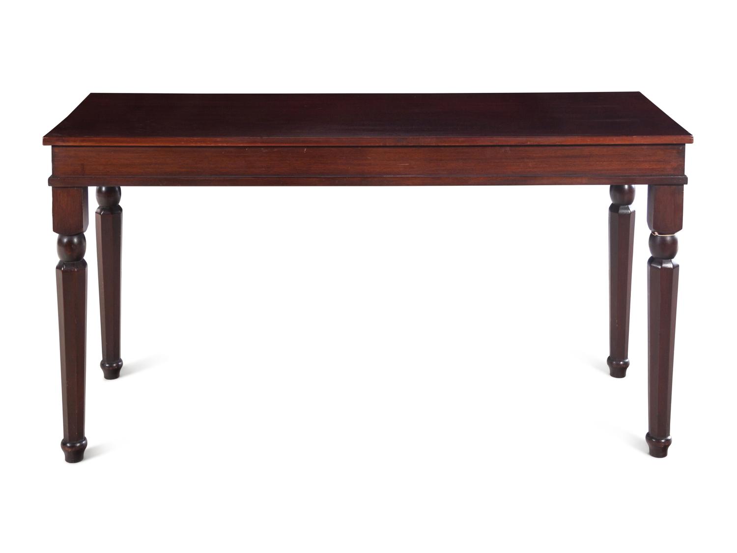 An English Mahogany Work Table with Drawer Ends