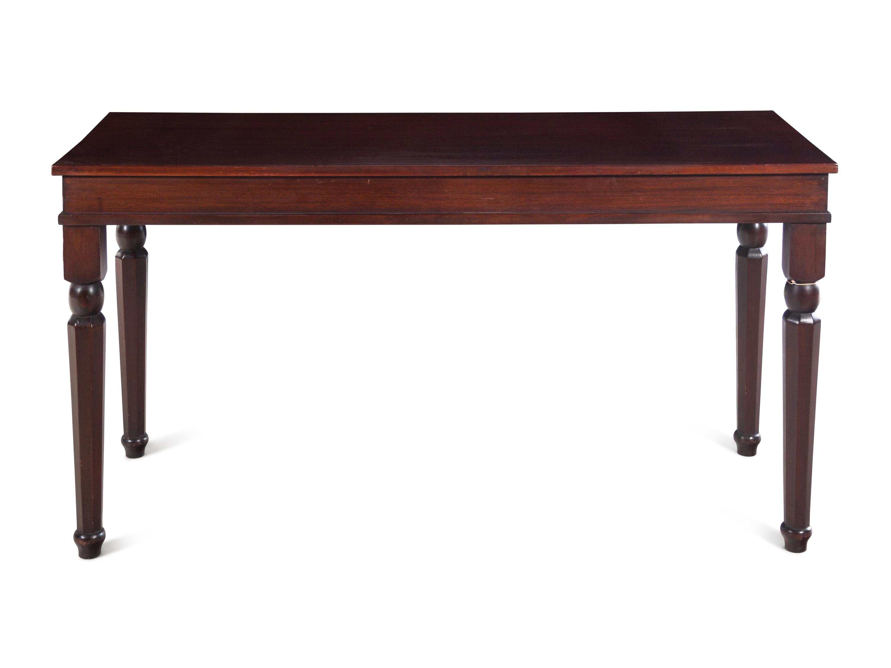 An English Mahogany Work Table with Drawer Ends